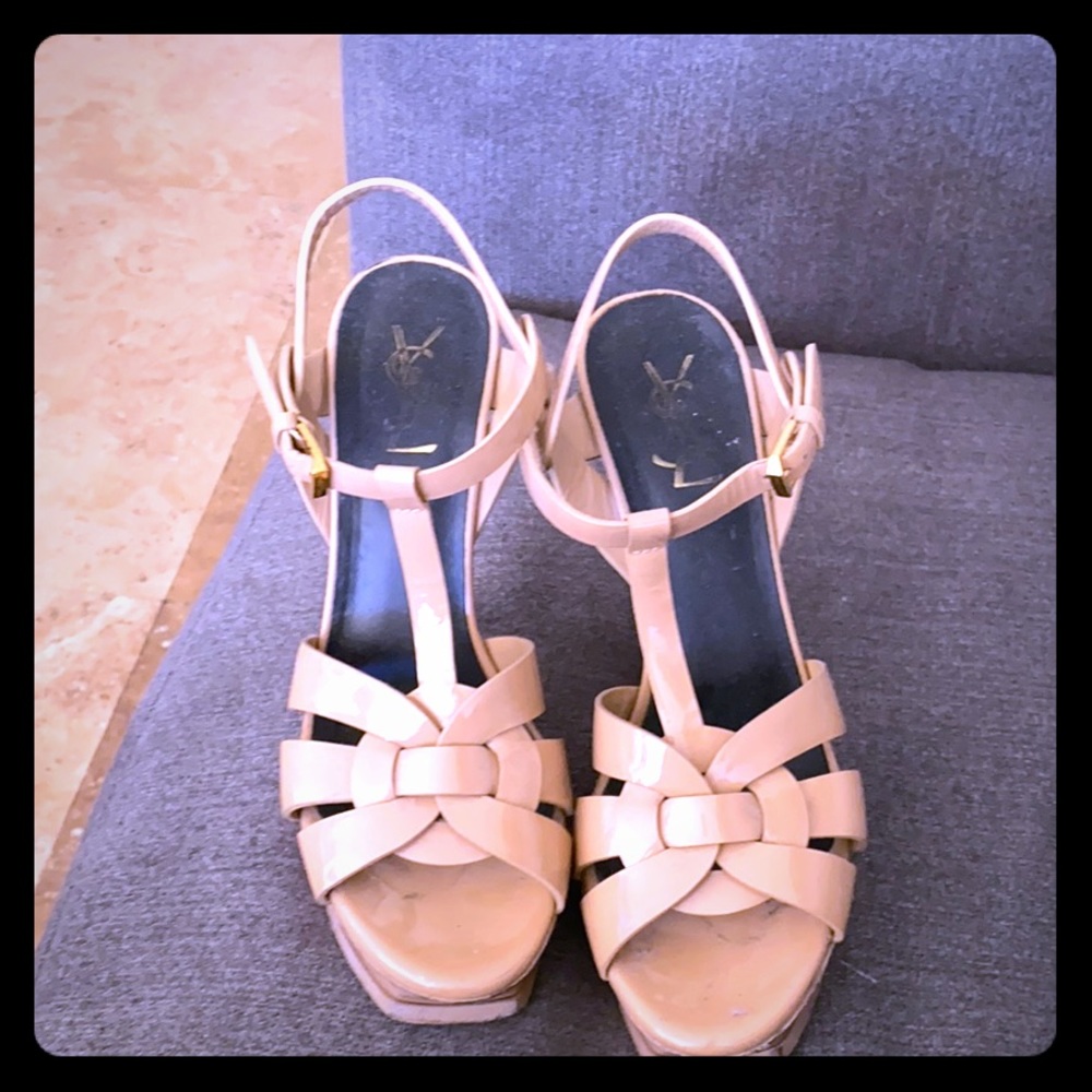 SAINT LAURENT tribute T-Strap Platform Sandal